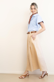 Greek Archaic Kori |  Linen skirt pleated | beige   | Picture 6