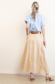 Greek Archaic Kori |  Linen skirt pleated | beige   | Picture 7