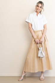 Greek Archaic Kori |  Linen skirt pleated | beige   | Picture 8