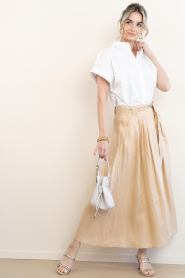 Greek Archaic Kori |  Linen skirt pleated | beige   | Picture 9