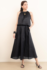 Greek Archaic Kori :  Linen skirt pleated | black  - img4