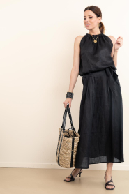 Greek Archaic Kori :  Linen skirt pleated | black  - img3