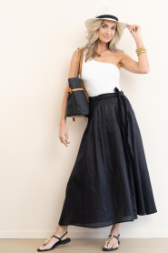 Greek Archaic Kori :  Linen skirt pleated | black  - img2