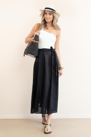 Greek Archaic Kori :  Linen skirt pleated | black  - img5