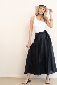 Greek Archaic Kori :  Linen skirt pleated | black  - img8