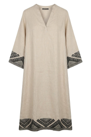 Greek Archaic Kori |  Linen dress Pyramids | beige | Picture 1
