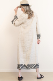Greek Archaic Kori |  Linen dress Pyramids | beige | Picture 8