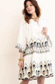 Greek Archaic Kori :  Linen mini dress with embroidery Phoenix | natural - img6