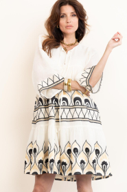 Greek Archaic Kori :  Linen mini dress with embroidery Phoenix | natural - img7