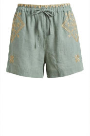 Greek Archaic Kori |  Linen short with embroidery Lefkada | grey | Picture 1
