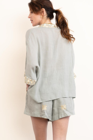 Greek Archaic Kori |  Linen short with embroidery Lefkada | grey | Picture 8