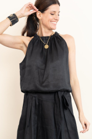 Greek Archaic Kori :  Linen halter top Gather | black - img5