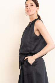 Greek Archaic Kori :  Linen halter top Gather | black - img7
