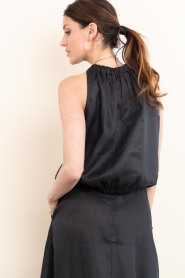 Greek Archaic Kori :  Linen halter top Gather | black - img8