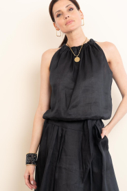 Greek Archaic Kori :  Linen halter top Gather | black - img6