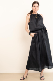 Greek Archaic Kori :  Linen halter top Gather | black - img3