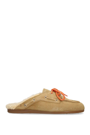 Posa |  Suede loafers with fur Mule | camel