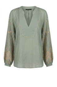 Greek Archaic Kori | Top met borduursels Grape | groen