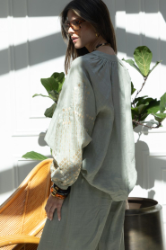 Greek Archaic Kori :  Top with embroidery Grape | green - img7