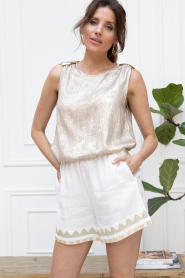 Greek Archaic Kori :  Short with embroidery Papyrus | natural - img2