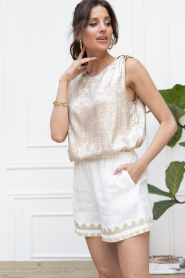 Greek Archaic Kori :  Short with embroidery Papyrus | natural - img5
