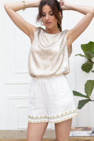 Greek Archaic Kori :  Short with embroidery Papyrus | natural - img6