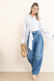 Club L'avenir |  Wrap striped blouse Macy | white-blue | Picture 3