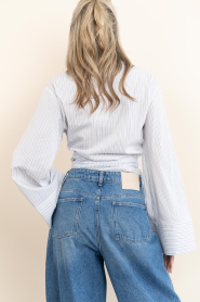 Club L'avenir |  Wrap striped blouse Macy | white-blue | Picture 9
