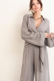 Club L'avenir |  Linen viscose mix top Zula | taupe | Picture 4
