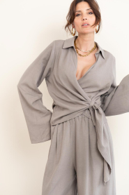 Club L'avenir |  Linen viscose mix top Zula | taupe | Picture 7