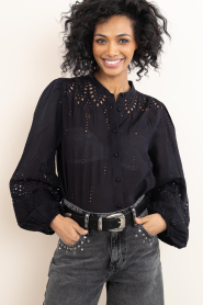 Second Female :  Embroidery blouse Camil | black - img2
