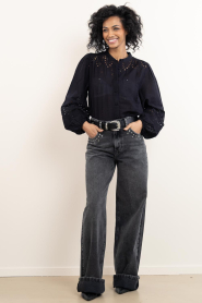 Second Female :  Embroidery blouse Camil | black - img4