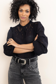 Second Female :  Embroidery blouse Camil | black - img7