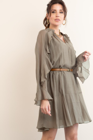 Second Female |  Chiffon mini dress Naje | dark green | Picture 4