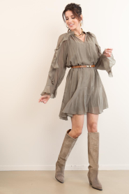 Second Female |  Chiffon mini dress Naje | dark green | Picture 3