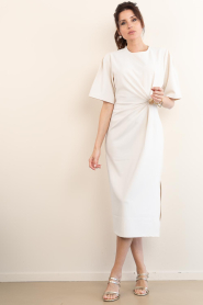 Second Female :  Stretch dress with smocked detail Liana | natural - img2