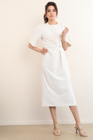 Second Female :  Stretch dress with smocked detail Liana | natural - img3