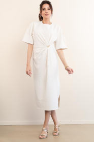 Second Female :  Stretch dress with smocked detail Liana | natural - img6