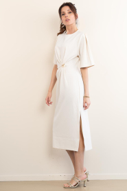Second Female :  Stretch dress with smocked detail Liana | natural - img8