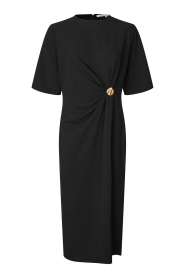 Second Female |  Stretch dress with smocked detail Liana | black