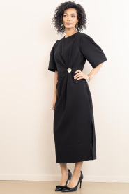 Second Female |  Stretch dress with smocked detail Liana | black | Picture 4