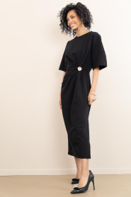 Second Female |  Stretch dress with smocked detail Liana | black | Picture 5