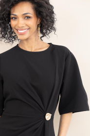 Second Female |  Stretch dress with smocked detail Liana | black | Picture 7