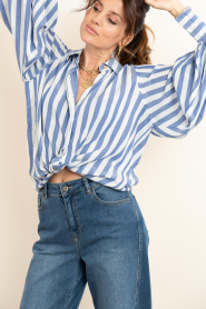 Ibana :  Striped blouse with balloon sleeves Thalita | blue - img5