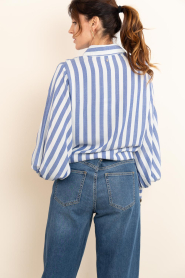 Ibana :  Striped blouse with balloon sleeves Thalita | blue - img8