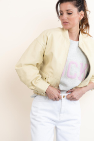 Ibana :  Leather bomber jacket Jackes | yellow - img5