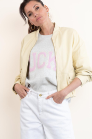 Ibana :  Leather bomber jacket Jackes | yellow - img6