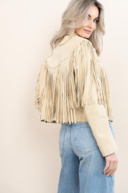 Ibana :  Suede jacket with fringes Jeeya | yellow - img9