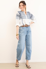 Maison Hotel |  Blouse with embroidery Blanca | blue | Picture 3