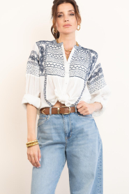 Maison Hotel |  Blouse with embroidery Blanca | blue | Picture 4
